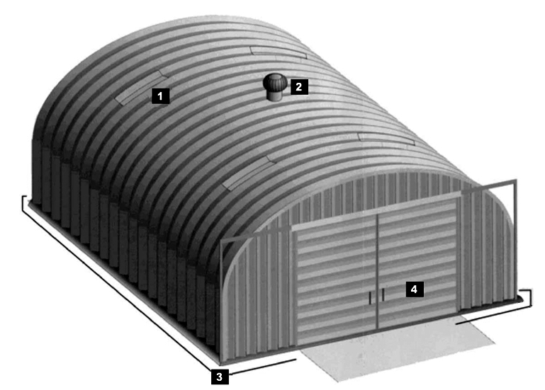 Lekkie hangary łukowe - akcesoria systemowe hal łukowych są dostępne dla wszystkich hangarów prefabrykowanych .